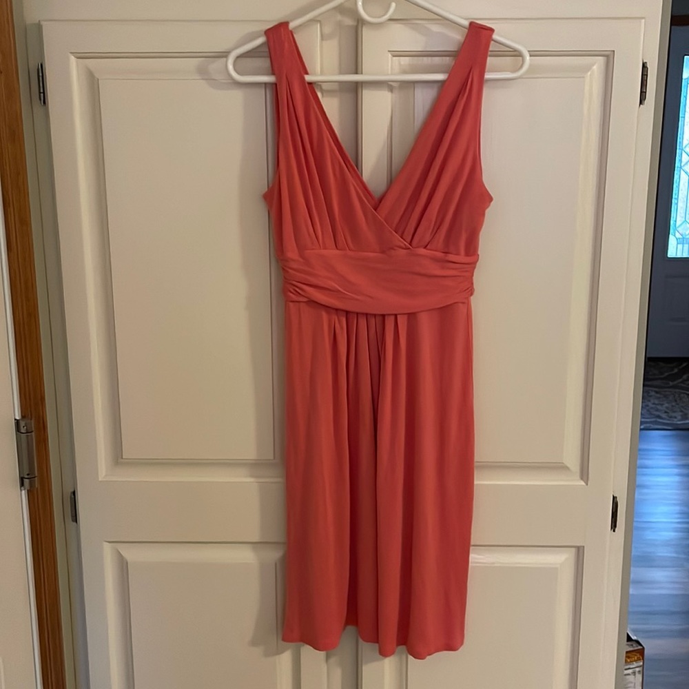 Peach jersey v cut dress